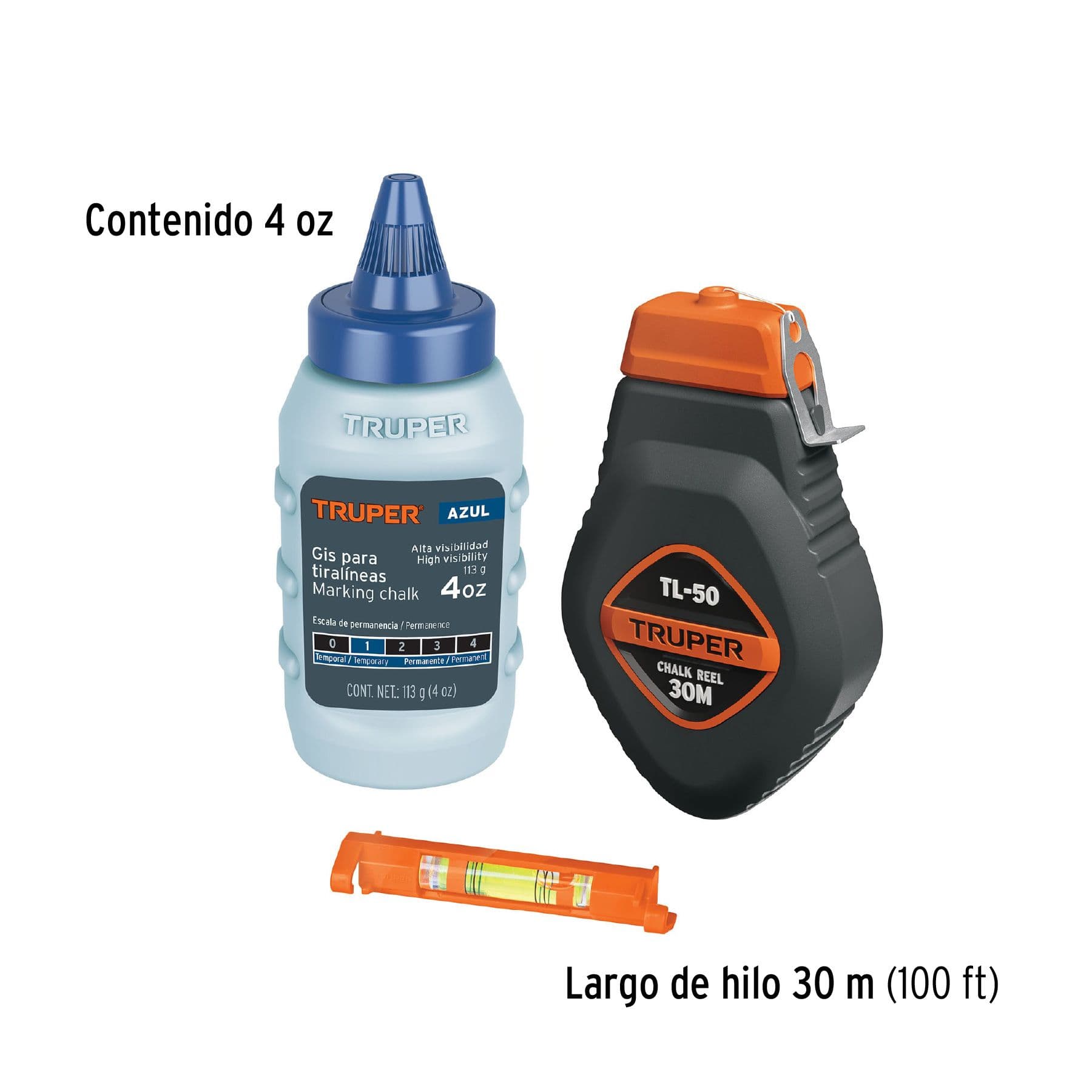 TIRALINEAS DE PLASTICO CON GIS Y NIVEL 100 PIES 18574