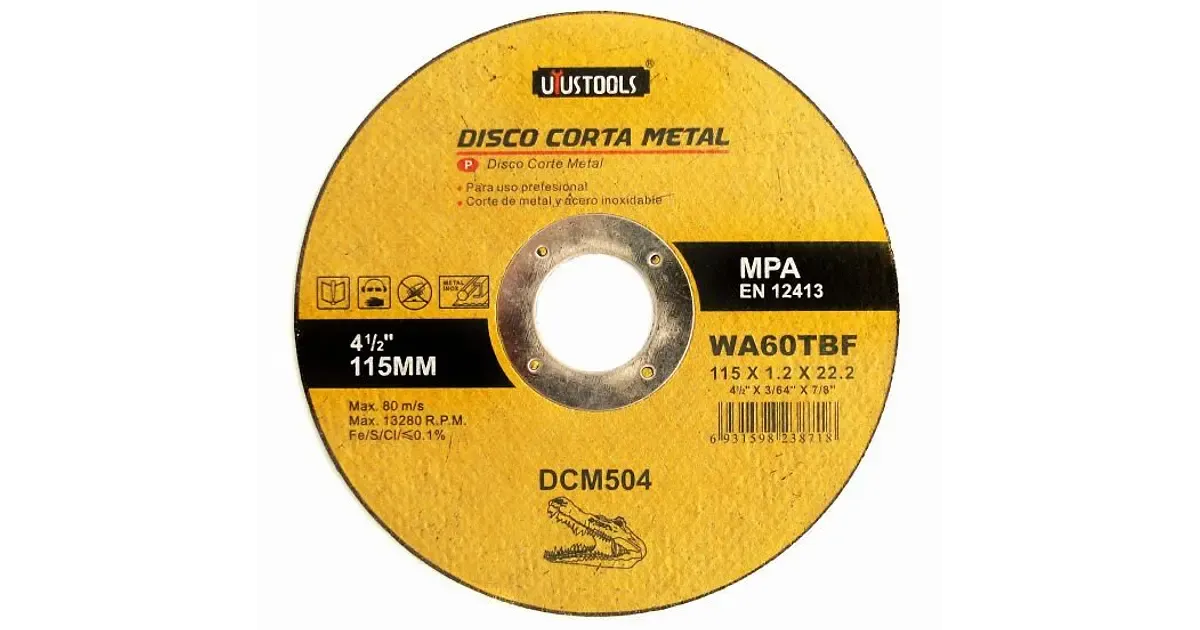 DISCO CORTA METAL 115MM UYU(4-1/2"X3/64"X7/8")
