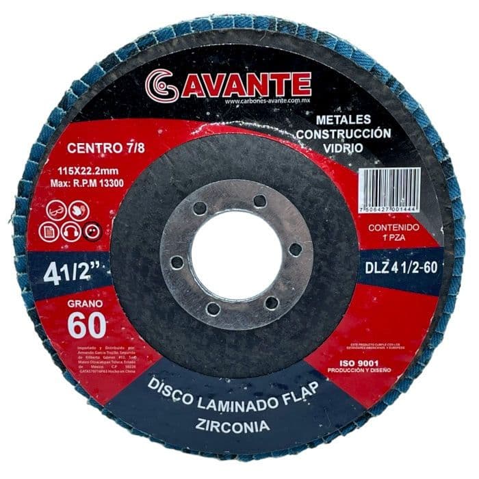 DISCO FLAP ZIRCONIO INOX AZUL 4.1/2" GR 60